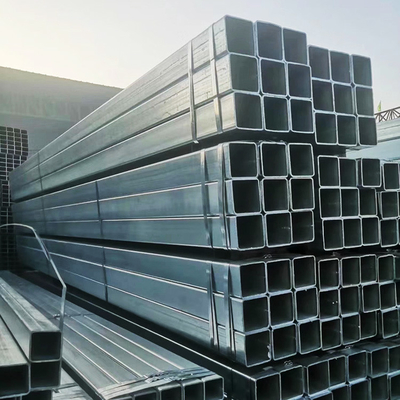 Hotrolled Gi Square Steel Pipe , Spangled Galvanised Rectangular Tube