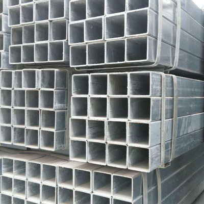 Hotrolled Gi Square Steel Pipe , Spangled Galvanised Rectangular Tube
